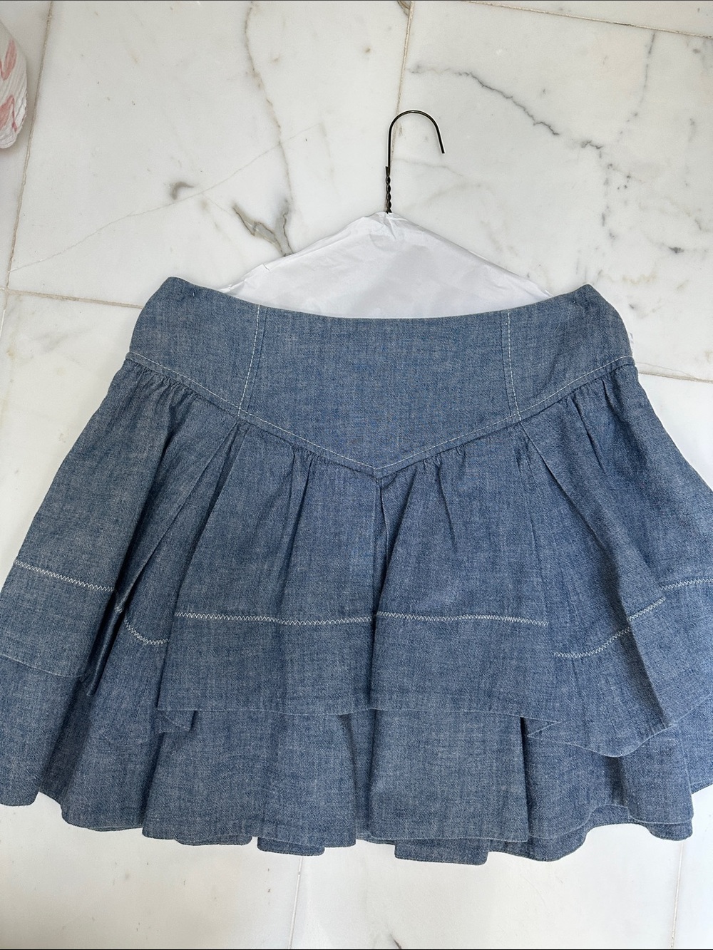 Leifsdotter Denim-Style Tiered Mini Skirt - Blue